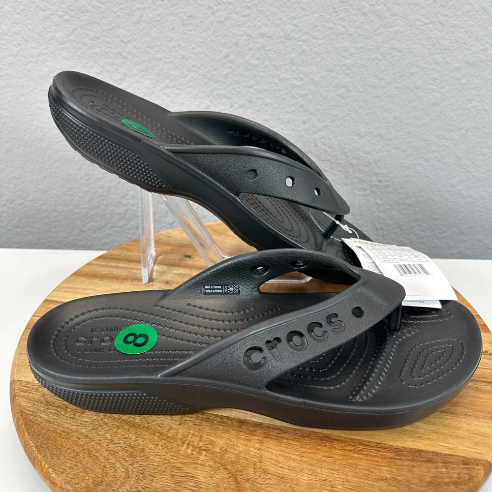 Crocs Baya II Flip Black Thong Sandals 208192-001 Womens 10 Mens 8 - Picture 1 of 6